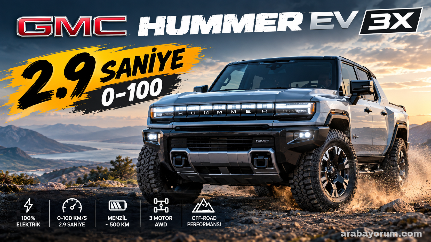 GMC Hummer EV 3X: 2.9 Saniye 0-100