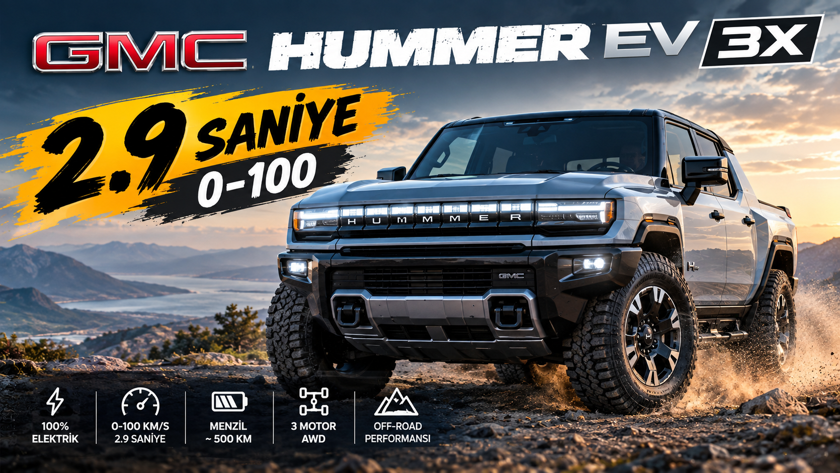 GMC Hummer EV 3X: 2.9 Saniye 0-100