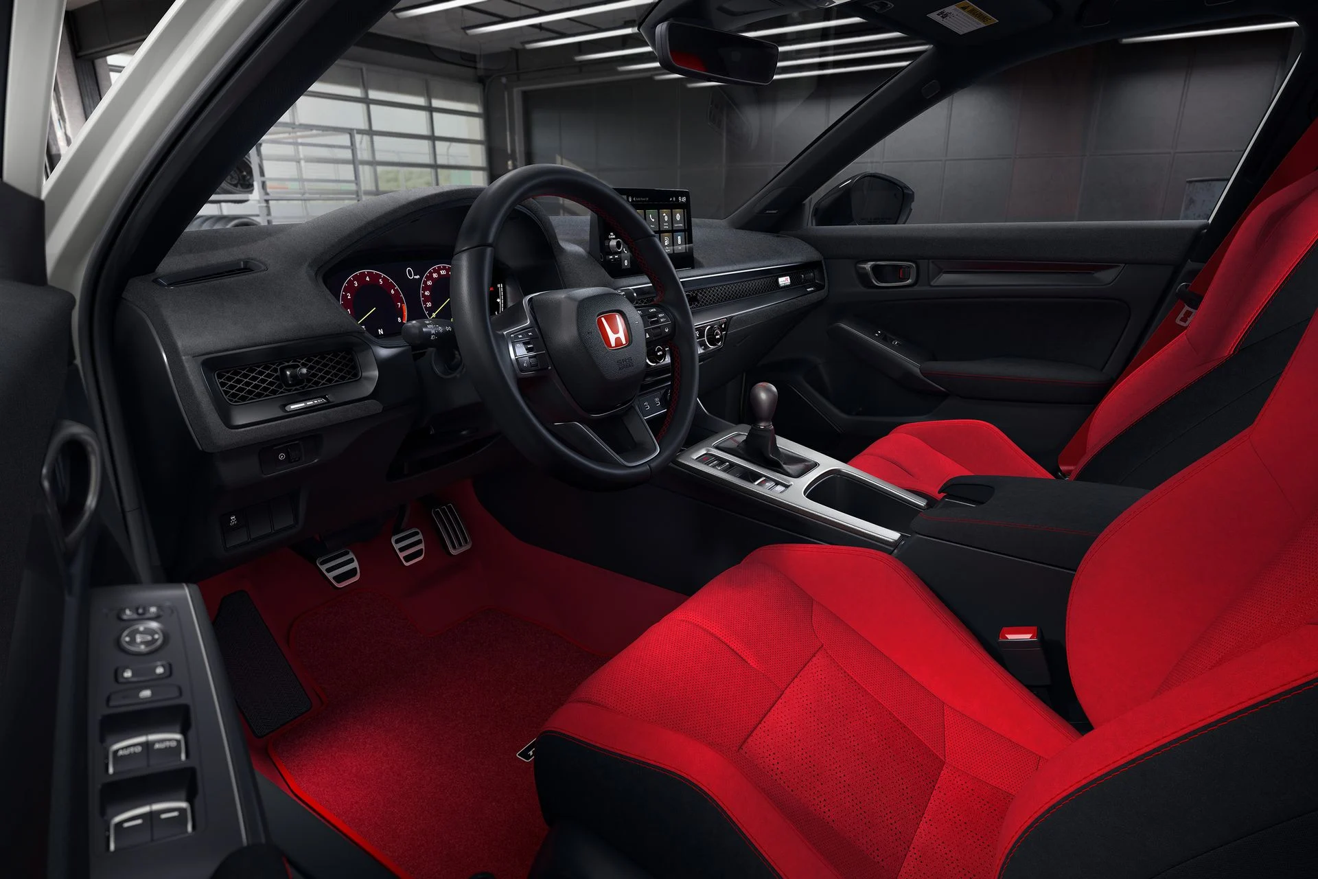 2027 Honda Civic Type R Türkiye’ye Gelecek mi? Yenilenen Hot Hatch 2027 Honda Civic Type R kırmızı spor koltuklar ve manuel kokpit